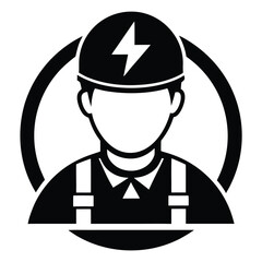 Simple black electrician icon on a clean white background
