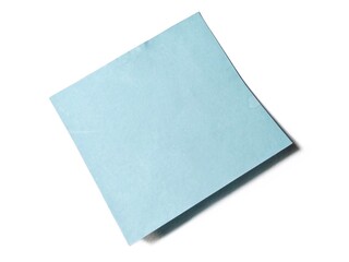 Blank blue sticky note isolated on white background with clipping path. Blue sheets for notes. Sticky note paper with shadow. 