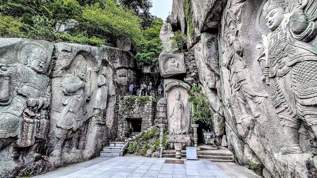 Seokbulsa is a Buddhist temple located in the picturesque hills of Busan, South Korea