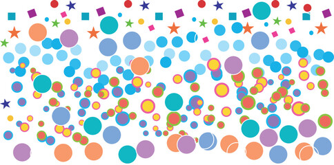 Colorful Confetti Explosion Background – Fun Multicolor Circles and Stars in Playful Arrangement, Perfect for Celebration Graphics, Kids  Invitations, Crafts, and Party-Themed Designs