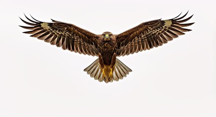 Naklejka premium Powerful Raptor Hawk Soaring with Fully Extended Wings