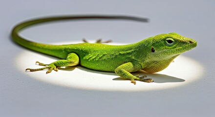 Fototapeta premium Isolated Reptile Lizard Relaxing on Bright White Backdrop