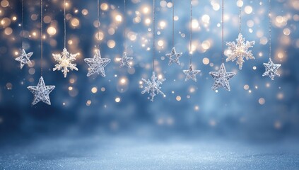 Festive winter decor with stars and snowflakes