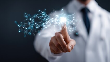 Doctor touches digital network