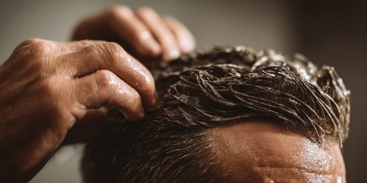 Hairdresser applying hair dye to customer in salon