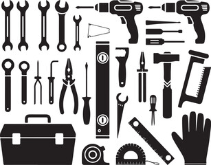 Obraz premium Mechanical elements vector set. High-quality vector illustration of various mechanical tools. 