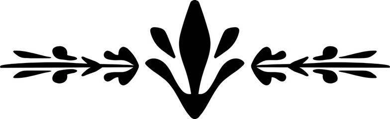 Obraz premium Elegant black ornamental flourish with symmetrical leaf like elements and a central pointed design isolated on white background