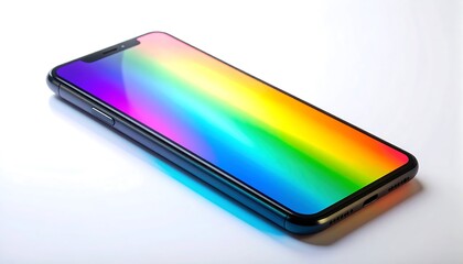 Modern smartphone with vibrant rainbow display
