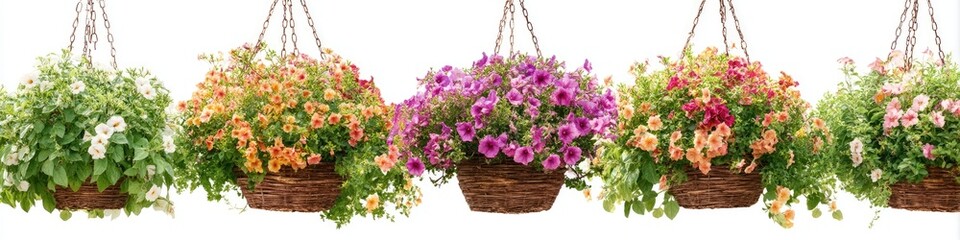 Colorful hanging flower baskets (3)