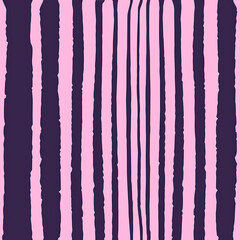 Abstract vertical stripes pattern with a hand drawn textured brush stroke effect in shades of pink and dark purple isolated on white background