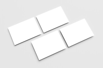 Postcard A6 for mockup isolated on gray background. Blank white 3D rendering