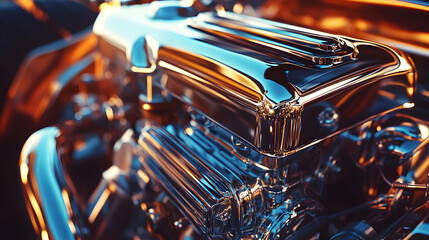 Detailed chrome engine cover