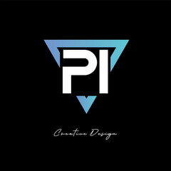 PI Letter Logo in Triangle -Modern Gradient Monogram for Branding & Identity Design