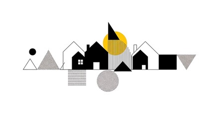 Minimalist Geometric Cityscape Abstract Design