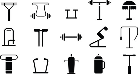 Gym equipment icon collection