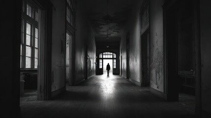 Fototapeta premium Empty hallway, light at end