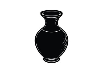 Vase silhouette black vector white background