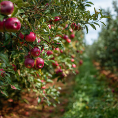 Obraz premium red apples on a tree