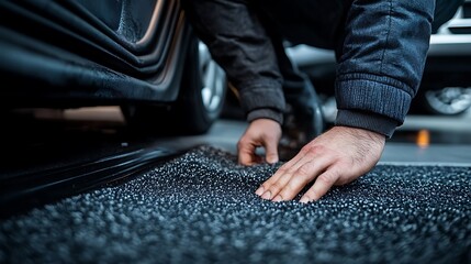 Detailing the interior car floor mats for deep clean and sanitation to prevent germs and allergens