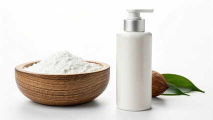 serum bottle coconut cosmetic organic spa white color isolate mockup empty blank logo skincare face oil product sale marketing advertisement seo bodycare treatment essential wellbeing coconut oil spa