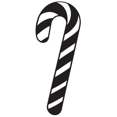 Candy cane silhouette, Christmas sweet icon, festive holiday vector, Christmas candy cane silhouette vector Illustration on white background, Christmas icon vector