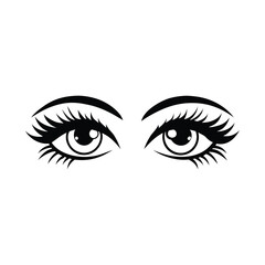  eyes with big lashes and eyebrows vector