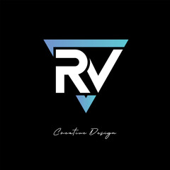 RV Letter Logo in Triangle -Modern Gradient Monogram for Branding & Identity Design