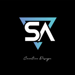 Fototapeta premium SA Letter Logo in Triangle -Modern Gradient Monogram for Branding & Identity Design