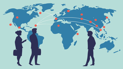 Global business expansion strategy for international team network and worldwide connections growth concept