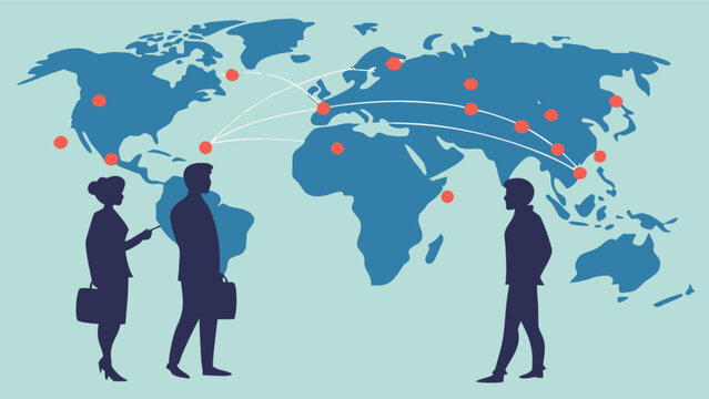 Global business expansion strategy for international team network and worldwide connections growth concept