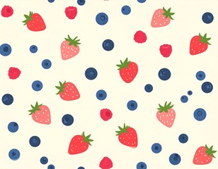 Fresh berry pattern on cream background