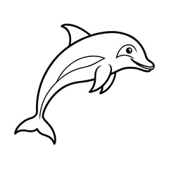 jumping dolphin outline drawing