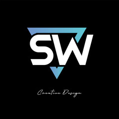 SW Letter Logo in Triangle -Modern Gradient Monogram for Branding & Identity Design