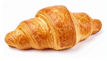croissant placed on a neutral surface, showcasing golden, flaky layers and a crisp, crescent shape