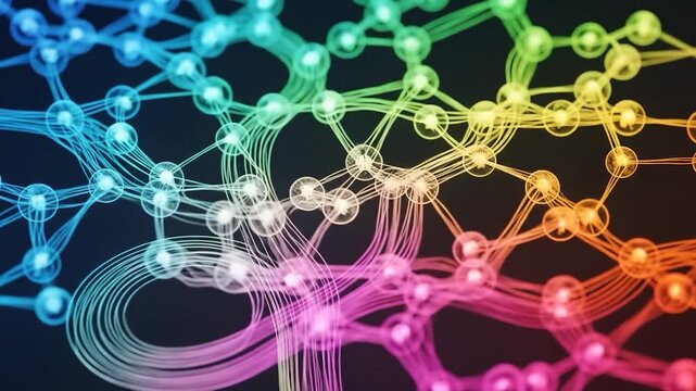 Abstract network of interconnected glowing nodes