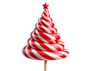 Whimsical Candy Cane Spiral Tree Topper PNG