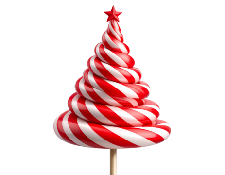 Whimsical Candy Cane Spiral Tree Topper PNG