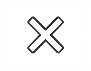 Obraz premium Close / X / Cancel Icon – Minimalist Outline Vector, White Background, No Shadows