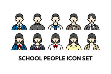 学生と先生のシンプルなアイコンセット