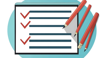 Checklist illustration with red check marks