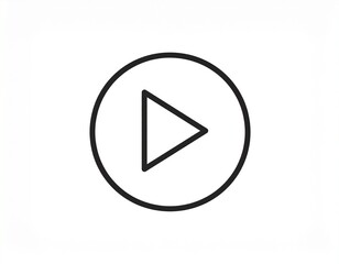 Play Sign Icon &ndash; Minimalist Outline Vector, White Background, No Shadows