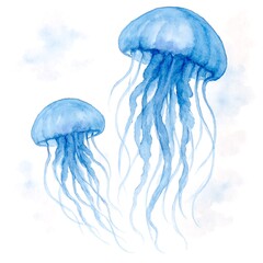 Floating Jellyfish in Watercolor Style