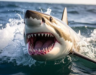 Naklejka premium Great white shark in the ocean