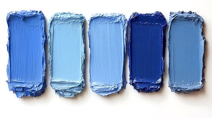 A spectrum of textured blue paint swatches.
