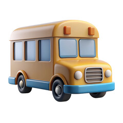 3d rendered cartoon school bus isolated on transparent background