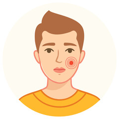 Fototapeta premium Young Man Experiencing Facial Pain with Redness on Cheek Illustration