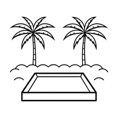 tropical pool oasis with palm trees