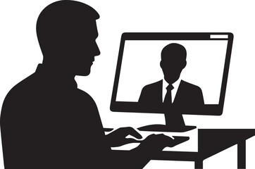 Zoom video call silhouette vector art with white background