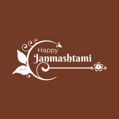 Happy Krishna Janmashtami, Greeting background for Hindu festival Krishna Janmashtami (birth of Lord Krishna). Vector illustration. Happy Janmashtami festival typographic vector design with text