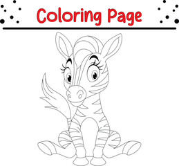 Cute Zebra animal coloring page
